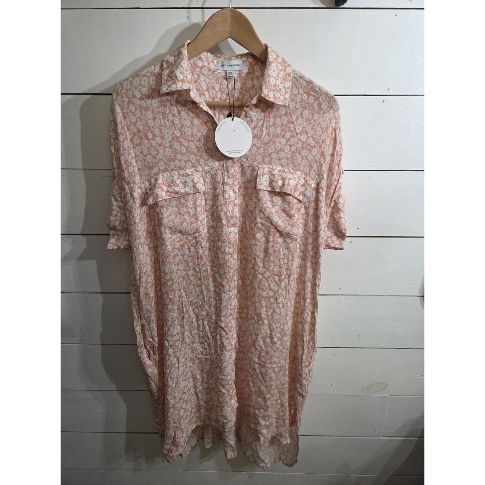 Lost + Wander The Seascape Cover Up Dress XS/S Floral Summer Dress Peach White